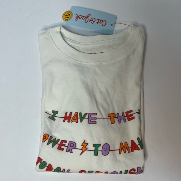 Cat & Jack Cream Long Sleeve Graphic Cotton Blend Shirt Unisex New! - Picture 5 of 9